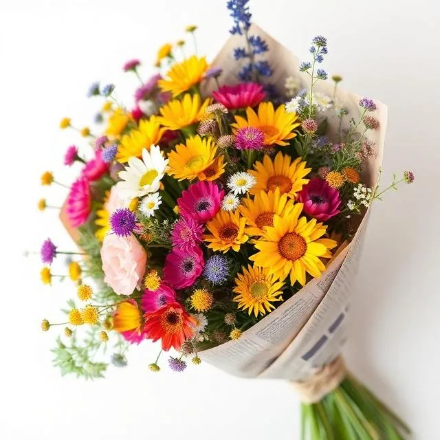 Buquê de Flores do Campo Amor no Jornal